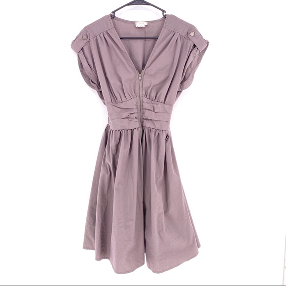 Love Ady Olive Front Zip Sleeve Cuff Dress -Large - Picture 1 of 6